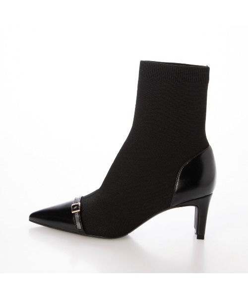 EVOL(イーボル)の「【S-LLサイズ展開・美脚効果あり】ニットベルトショートブーツ BZ23842(ブーツ・レディース・ベージュ/ブラック・M/L/LL/S)」の10枚目の写真