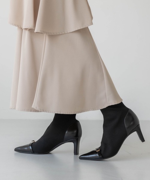 EVOL(イーボル)の「【S-LLサイズ展開・美脚効果あり】ニットベルトショートブーツ BZ23842(ブーツ・レディース・ベージュ/ブラック・M/L/LL/S)」の21枚目の写真