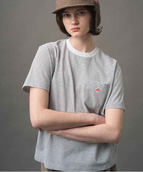DANTON（ダントン）の「WOMEN'S SHORT SLEEVE POCKET T-SHIRT STRIPE（Tシャツ/カットソー・レディース・グレー系その他/ブラック系その他/ホワイト系その他/グリーン系その他・S/XS/M）」の7枚目の写真
