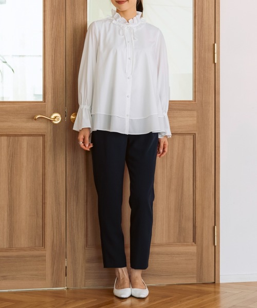 ご自宅でお洗濯可能/日本製【SONO/ソーノ】ブランフリルブラウス