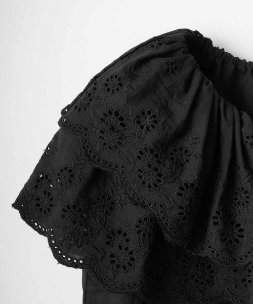 crinkle crinkle crinkle（クリンクルクリンクルクリンクル）の「【crinkle crinkle crinkle】cutwork embroidery blouse/カットワークエンブロイダリーブラウス（シャツ/ブラウス・レディース・ホワイト/ブラック・FREE）」の3枚目の写真