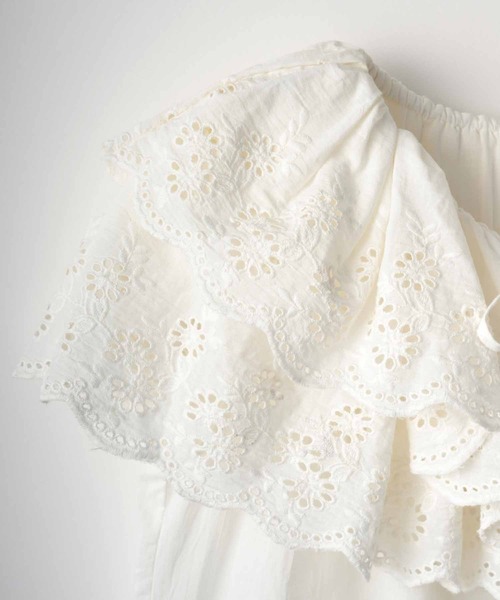 crinkle crinkle crinkle（クリンクルクリンクルクリンクル）の「【crinkle crinkle crinkle】cutwork embroidery blouse/カットワークエンブロイダリーブラウス（シャツ/ブラウス・レディース・ホワイト/ブラック・FREE）」の9枚目の写真