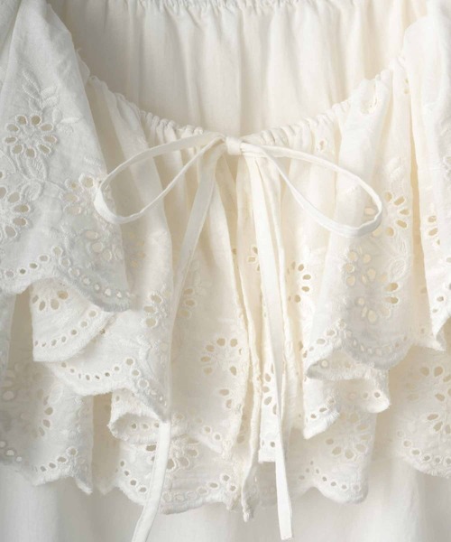 crinkle crinkle crinkle（クリンクルクリンクルクリンクル）の「【crinkle crinkle crinkle】cutwork embroidery blouse/カットワークエンブロイダリーブラウス（シャツ/ブラウス・レディース・ホワイト/ブラック・FREE）」の10枚目の写真