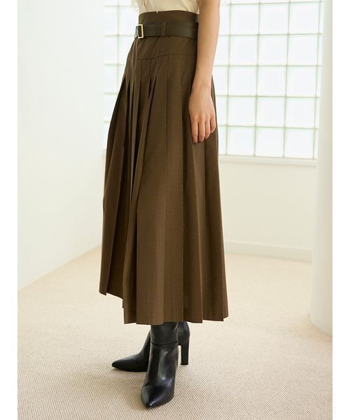 SNIDEL(スナイデル)の「ベルト付きプリーツロングスカート(スカート・レディース・チェック/ストライプ/グレー・0/1)」の16枚目の写真