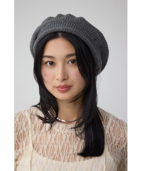 AZUL by moussy(アズールバイマウジー)の「ニットベレー帽(ニットキャップ/ビーニー・レディース・ブラック/グレー・FREE)」の10枚目の写真