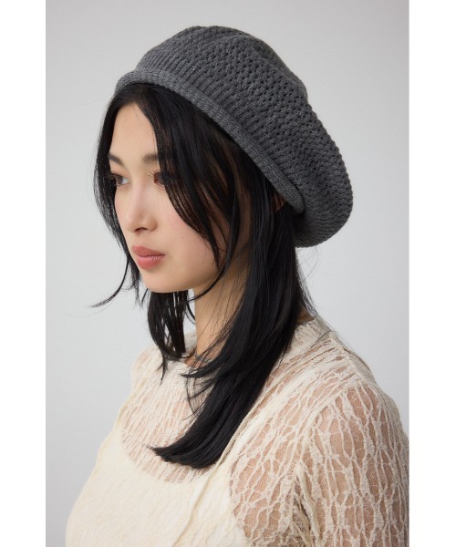 AZUL by moussy(アズールバイマウジー)の「ニットベレー帽(ニットキャップ/ビーニー・レディース・ブラック/グレー・FREE)」の11枚目の写真