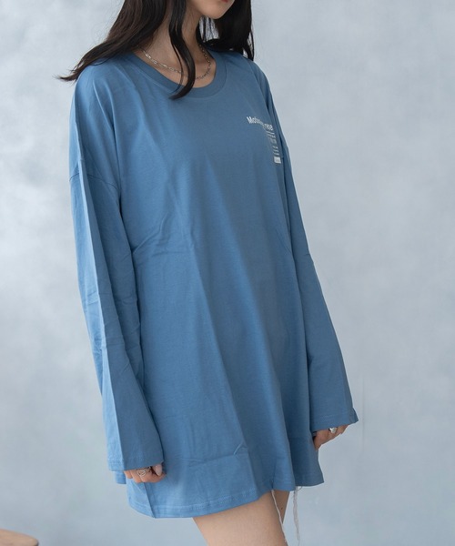 NinaetLina(ニナエリナ)の「バックプリント ビックシルエット ロング Tシャツ(Tシャツ/カットソー・レディース・ブルー/ブラック/ライトグレー/ホワイト・FREE)」の22枚目の写真