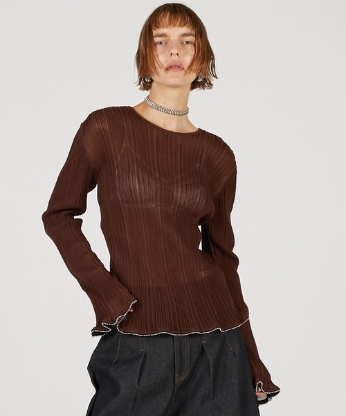 PRANK PROJECT（プランクプロジェクト）の「ビーズヘムニットトップ / Beaded Hem Top（その他トップス・レディース・ブラウン/マルチ/ブラック・FREE）」の3枚目の写真