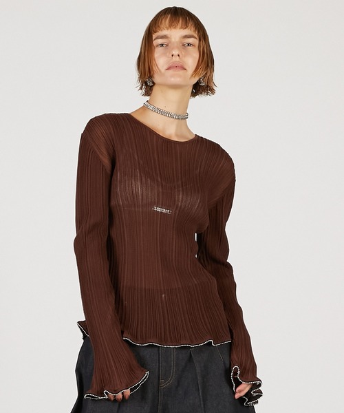 PRANK PROJECT（プランクプロジェクト）の「ビーズヘムニットトップ / Beaded Hem Top（その他トップス・レディース・ブラウン/マルチ/ブラック・FREE）」の12枚目の写真