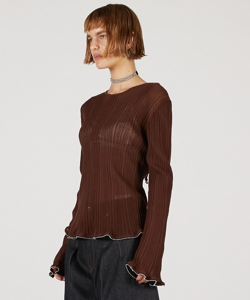 PRANK PROJECT（プランクプロジェクト）の「ビーズヘムニットトップ / Beaded Hem Top（その他トップス・レディース・ブラウン/マルチ/ブラック・FREE）」の13枚目の写真