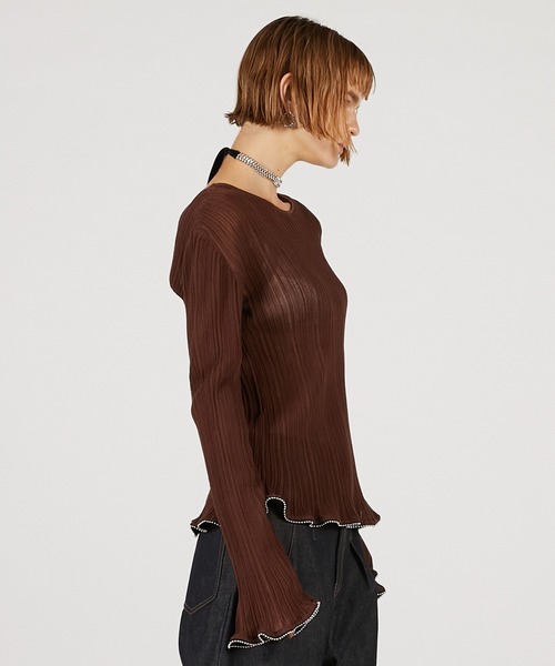 PRANK PROJECT（プランクプロジェクト）の「ビーズヘムニットトップ / Beaded Hem Top（その他トップス・レディース・ブラウン/マルチ/ブラック・FREE）」の15枚目の写真