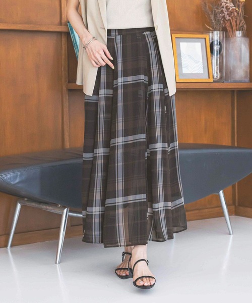 GLOBAL WORK（グローバルワーク）の「シアータックフレアスカート/571416（スカート・レディース・ブラウン/ブルー系その他/アイボリー/ブラック/ブラック系その他・REGULAR/SHORT）」の13枚目の写真