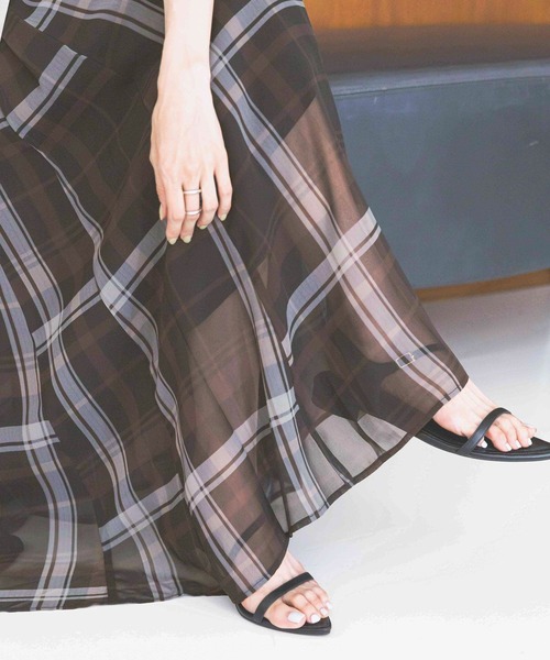 GLOBAL WORK（グローバルワーク）の「シアータックフレアスカート/571416（スカート・レディース・ブラウン/ブルー系その他/アイボリー/ブラック/ブラック系その他・REGULAR/SHORT）」の14枚目の写真