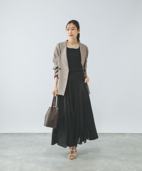 GLOBAL WORK（グローバルワーク）の「シアータックフレアスカート/571416（スカート・レディース・ブラウン/ブルー系その他/アイボリー/ブラック/ブラック系その他・REGULAR/SHORT）」の15枚目の写真