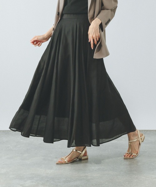 GLOBAL WORK（グローバルワーク）の「シアータックフレアスカート/571416（スカート・レディース・ブラウン/ブルー系その他/アイボリー/ブラック/ブラック系その他・REGULAR/SHORT）」の18枚目の写真