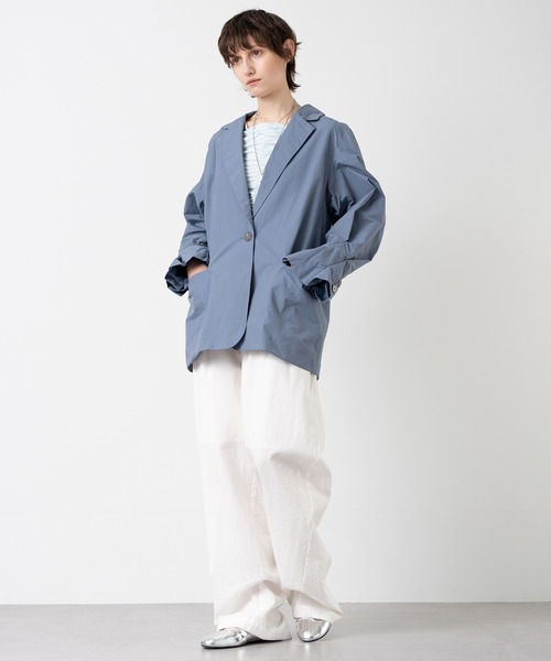 ELOOPS（イーループス）の「【ELOOPS】リネンライク  コットン混ワイドタックパンツ（スラックス・レディース・ブラック/ホワイト・S/M/L）」の22枚目の写真