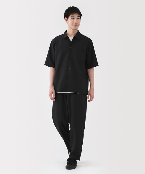 Naptime 5分袖シャツ 黒 紳士 風を通す ストレッチ 五分袖シャツ（シャツ/ブラウス
