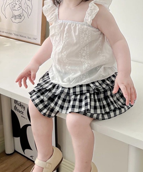 Tickle（ティックル）の「チェックフリルキュロット（その他パンツ・キッズ・ブラック・110/100/90/120）」の4枚目の写真