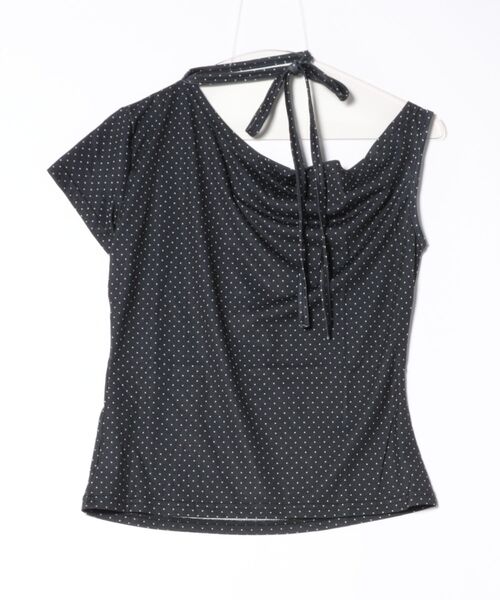 Nia(ニア)の「Nia(ニア)/ドット柄 半袖 ワンショルダーリボントップス(Tシャツ/カットソー・レディース・アイボリー/ピンク/ブラック・MEDIUM/SMALL)」の17枚目の写真