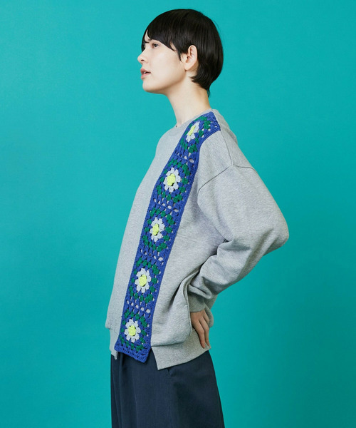 FRAPBOIS（フラボア）の「グラニースクエアスウェット（スウェット・レディース・ターコイズブルー/グレー・1/2）」の12枚目の写真