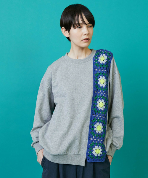 FRAPBOIS（フラボア）の「グラニースクエアスウェット（スウェット・レディース・ターコイズブルー/グレー・1/2）」の10枚目の写真