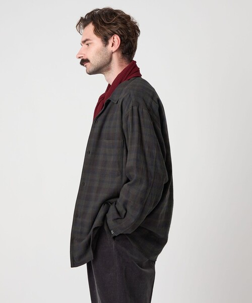 Steven Alan＞ ネル マドラスチェック オープンカラー シャツ BOX