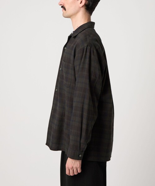 Steven Alan＞ ネル マドラスチェック オープンカラー シャツ