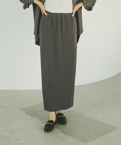 GLOBAL WORK(グローバルワーク)の「セルフカットプリーツナロースカート/579553(スカート・レディース・グレー系その他/スミクロ/オリーブ/ブラック/ライトグレー・SHORT/REGULAR)」の3枚目の写真