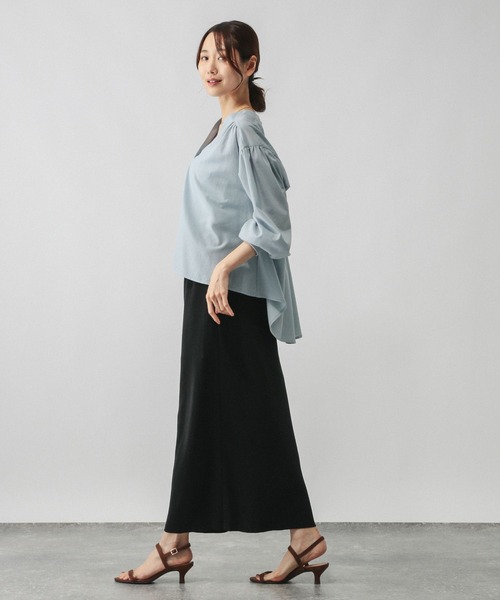 GLOBAL WORK(グローバルワーク)の「セルフカットプリーツナロースカート/579553(スカート・レディース・グレー系その他/スミクロ/オリーブ/ブラック/ライトグレー・SHORT/REGULAR)」の7枚目の写真