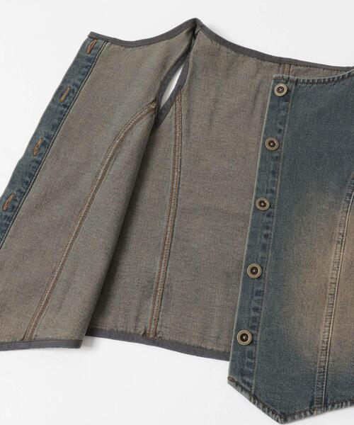 SENSE OF PLACE by URBAN RESEARCH(センスオブプレイスバイアーバンリサーチ)の「デニムコンパクトジレ(ベスト・レディース・インディゴブルー/ブラウン・ONE)」の12枚目の写真
