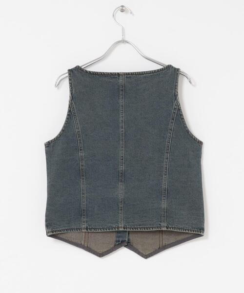 SENSE OF PLACE by URBAN RESEARCH(センスオブプレイスバイアーバンリサーチ)の「デニムコンパクトジレ(ベスト・レディース・インディゴブルー/ブラウン・ONE)」の13枚目の写真