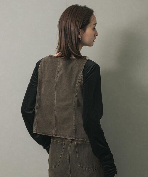 SENSE OF PLACE by URBAN RESEARCH(センスオブプレイスバイアーバンリサーチ)の「デニムコンパクトジレ(ベスト・レディース・インディゴブルー/ブラウン・ONE)」の18枚目の写真