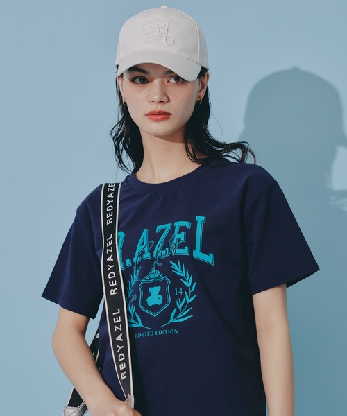 REDYAZEL(レディアゼル)の「アゼルクラブロゴTシャツ(Tシャツ/カットソー・レディース・ネイビー/オフホワイト・FREE)」の11枚目の写真