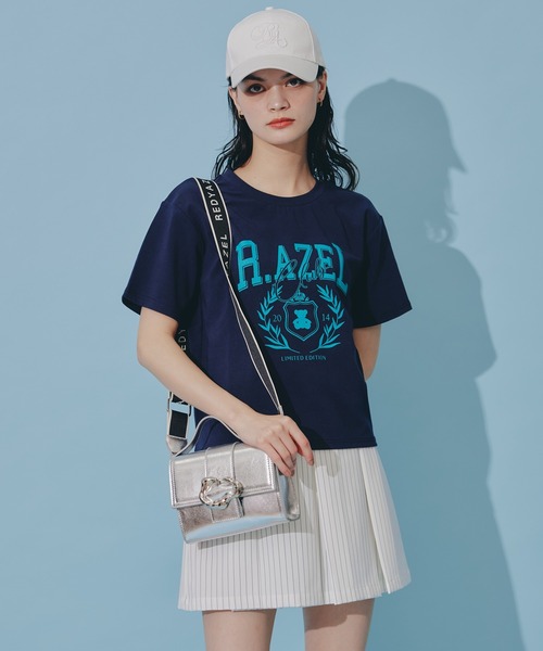 REDYAZEL(レディアゼル)の「アゼルクラブロゴTシャツ(Tシャツ/カットソー・レディース・ネイビー/オフホワイト・FREE)」の12枚目の写真