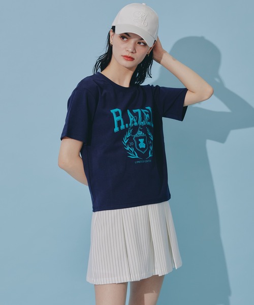 REDYAZEL(レディアゼル)の「アゼルクラブロゴTシャツ(Tシャツ/カットソー・レディース・ネイビー/オフホワイト・FREE)」の9枚目の写真