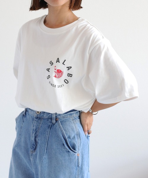 cepo(セポ)の「【SASALABO】20/天竺コットン ロゴプリント半袖Tee(Tシャツ/カットソー・レディース・ブラック/ホワイト・M/L/XL)」の1枚目の写真
