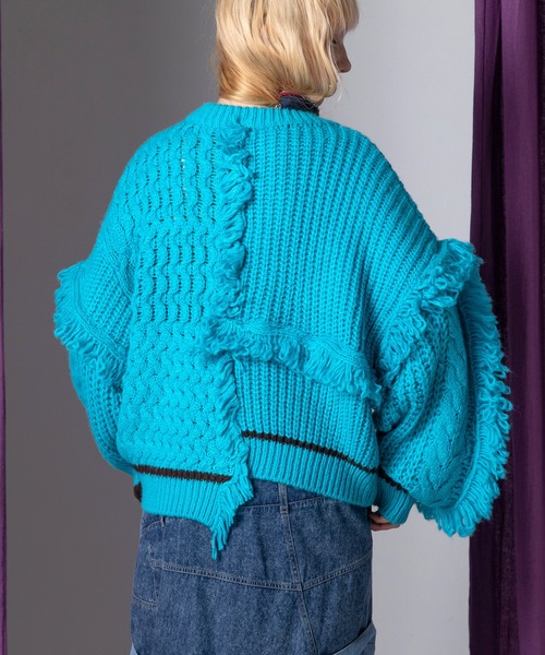 AULA AILA（アウラアイラ）の「フリンジカーディガン（カーディガン/ボレロ・レディース・ブルー/ブラック/アイボリー・0）」の5枚目の写真