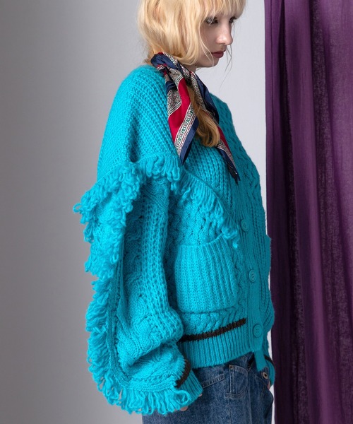 AULA AILA（アウラアイラ）の「フリンジカーディガン（カーディガン/ボレロ・レディース・ブルー/ブラック/アイボリー・0）」の4枚目の写真