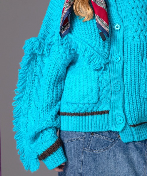 AULA AILA（アウラアイラ）の「フリンジカーディガン（カーディガン/ボレロ・レディース・ブルー/ブラック/アイボリー・0）」の6枚目の写真
