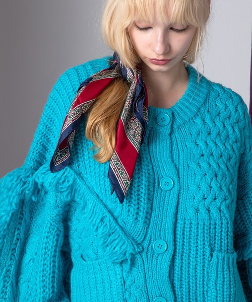 AULA AILA（アウラアイラ）の「フリンジカーディガン（カーディガン/ボレロ・レディース・ブルー/ブラック/アイボリー・0）」の7枚目の写真