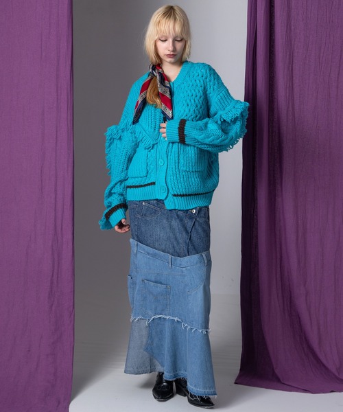 AULA AILA（アウラアイラ）の「フリンジカーディガン（カーディガン/ボレロ・レディース・ブルー/ブラック/アイボリー・0）」の8枚目の写真