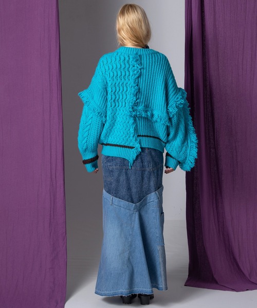 AULA AILA（アウラアイラ）の「フリンジカーディガン（カーディガン/ボレロ・レディース・ブルー/ブラック/アイボリー・0）」の10枚目の写真