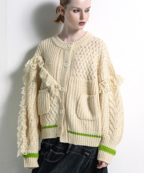 AULA AILA（アウラアイラ）の「フリンジカーディガン（カーディガン/ボレロ・レディース・ブルー/ブラック/アイボリー・0）」の12枚目の写真