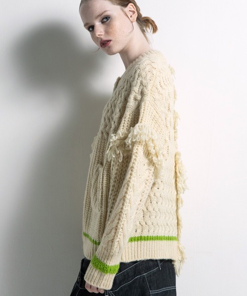 AULA AILA（アウラアイラ）の「フリンジカーディガン（カーディガン/ボレロ・レディース・ブルー/ブラック/アイボリー・0）」の13枚目の写真