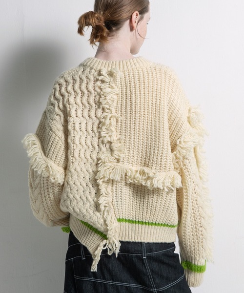 AULA AILA（アウラアイラ）の「フリンジカーディガン（カーディガン/ボレロ・レディース・ブルー/ブラック/アイボリー・0）」の14枚目の写真