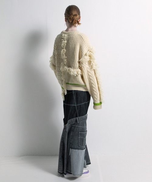 AULA AILA（アウラアイラ）の「フリンジカーディガン（カーディガン/ボレロ・レディース・ブルー/ブラック/アイボリー・0）」の18枚目の写真