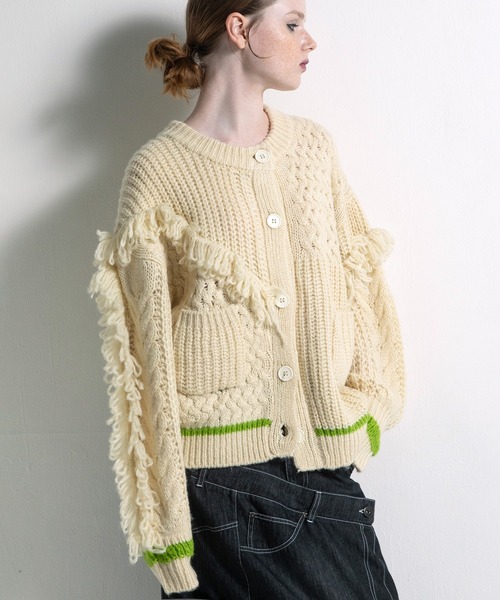 AULA AILA（アウラアイラ）の「フリンジカーディガン（カーディガン/ボレロ・レディース・ブルー/ブラック/アイボリー・0）」の15枚目の写真