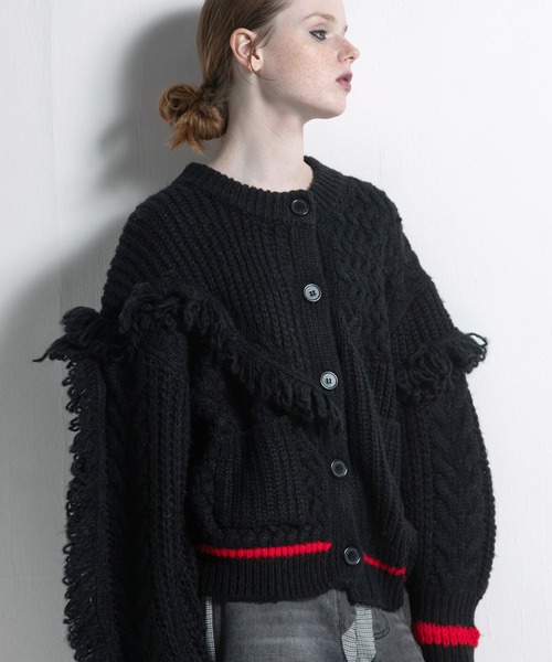 AULA AILA（アウラアイラ）の「フリンジカーディガン（カーディガン/ボレロ・レディース・ブルー/ブラック/アイボリー・0）」の20枚目の写真