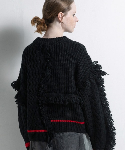 AULA AILA（アウラアイラ）の「フリンジカーディガン（カーディガン/ボレロ・レディース・ブルー/ブラック/アイボリー・0）」の21枚目の写真