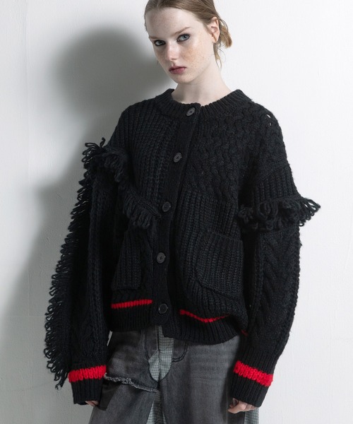 AULA AILA（アウラアイラ）の「フリンジカーディガン（カーディガン/ボレロ・レディース・ブルー/ブラック/アイボリー・0）」の19枚目の写真